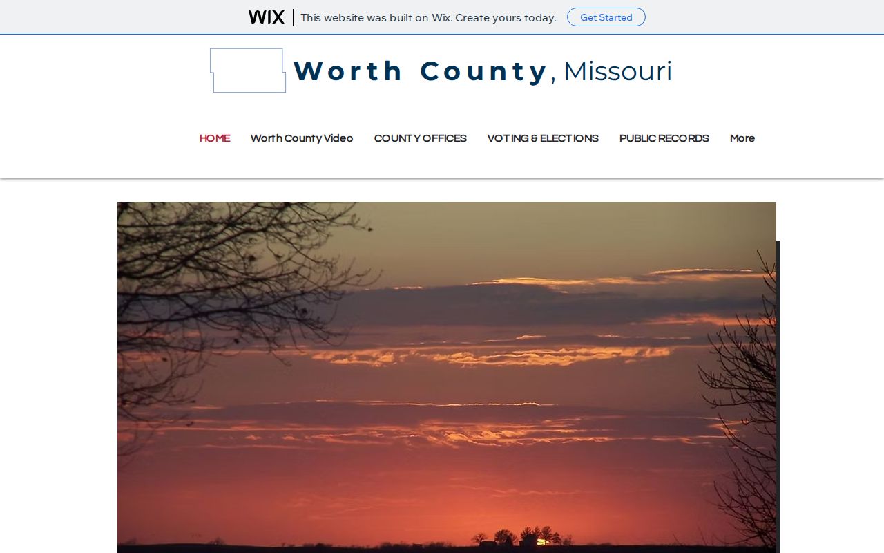 Worth County official website shown as the county-government source for Worth village records